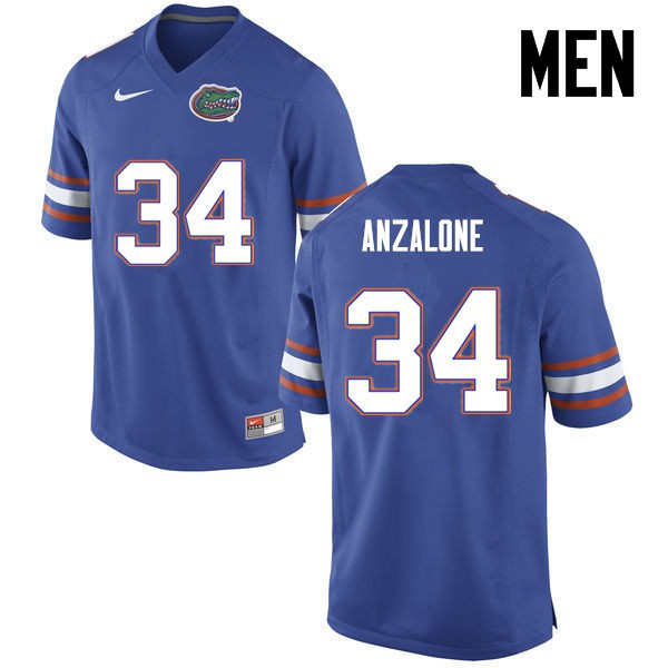 Florida Gators Men #34 Alex Anzalone College Football Jersey Blue
